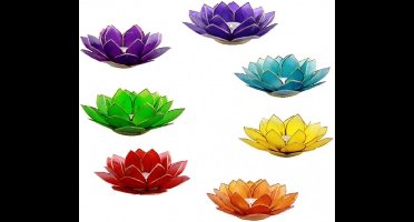 Set van 7 Lotus Sfeerverlichting Chakra's Gouden Rand - 13,5 cm - 13.5cm