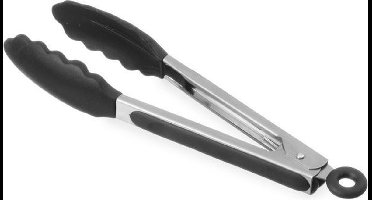 HENDI Serveertang zwart 267 mm met siliconenbek en vergrendeling