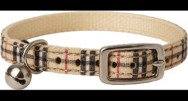 Animalking Kattenhalsband - Kattenbandje met Belletje - Halsband Kat - Cat Collar - Beige Geruit