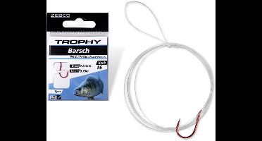 Zebco Trophy Perch Hook-to-Nylon 70cm (8 pcs) Hook Red - Maat : 8
