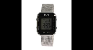 Q&Q-model m207j010y-Dameshorloge-digitaal-stopwatch-5 atm waterdicht-alarm-licht-datum-verstelbare Milanese band-afmetingen 39x32 mm