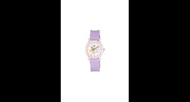 Q&Q V23A-012VY - Horloge - Sport - Analoog - Kinderen - Unisex - Plastic band - Rond - Kunststof - Cijfers - Kat - Roze - Paars - Wit - 10 ATM