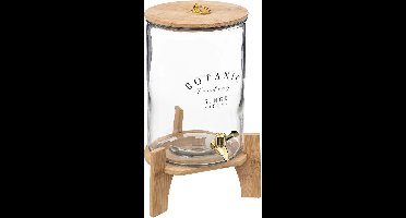 Secret de Gourmet Luxe Drankdispenser/water/sap - Onderstel/kraantje - glas/hout - 8L - 24x22x42cm