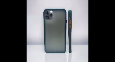 TPU back cover Geschikt voor Apple iPhone 11 Pro Max kleur grijs/groen met oranje knoppen + gratis screenprotector
