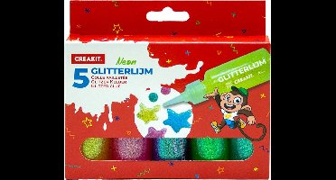 CREAKIT. Glitterlijm tubes - Glitterlijm - 30ml per tube - 5 kleuren