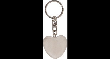 Sleutelhanger Stenen Hart - Worry Stone Heart 3cm - Wit Marmer