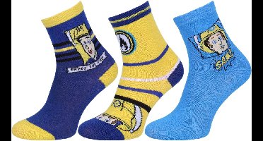 3x blauw-gele jongenssokken Brandweerman Sam - maat 31-34