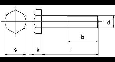 Bout Din931 8.8 M4X25Mm Elvz zonder Moer - 500 stuks