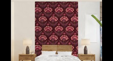 Behang - Fotobehang Bloemen - Waaier - Paars - Breedte 140 cm x hoogte 220 cm