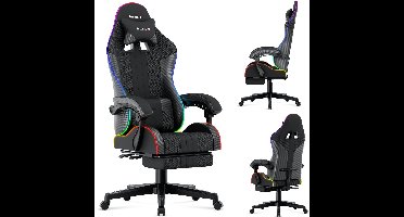 Huzaro Force 4.7 RGB Ergonomische Gamestoel - Met LED Verlichting & Afstandsbediening - Mesh Zwart