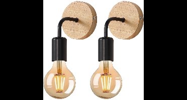 GELLDG 2 Stuks Muurappliques - Moderne Wandlampen Zonder Lichtbron - Industriële Vintage Lampe Murale E27 voor Slaapkamer Gang en Woonkamer - Geschikt voor Binnenverlichting - Metaal - 16x10cm