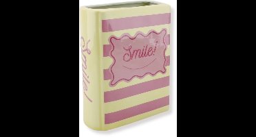 Housevitamin - Vaas - Boek Vaas - Geel/Roze - Dolomiet - 16,5x7,5x21,5cm