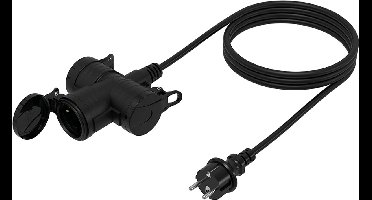 Verlengblok 3V + RA + klep 5 meter 3x1.5mm² neopreen IP44