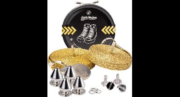 Quick shoelaces - Met één hand veters strikken - Prestige - Gecoat met een laagje 24k goud - Golden Eye - Schoenveter met fixatie spikes - Goud