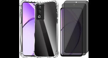 Hoesje geschikt voor Oppo A80 - 2x Privacy Screenprotector Volledig Dekkend Glas - Shockproof Transparant