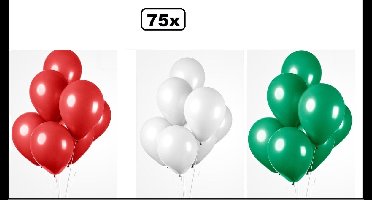 75x Ballonnen rood/wit/groen 27cm - Themafeest thema feest party oud en nieuw festival