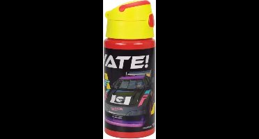 Hot Wheels Drinkfles - 500 ml - Aluminium waterfles - School bidon - Lekvrije dop - Met karabijnhaak - Herbruikbare drinkbeker - Voor jongens - Sportfles kinderen - Blauw
