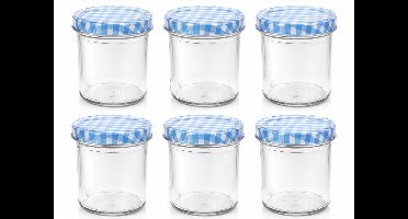 Jampotten - inmaak - glazen potten 346 ml met twist-off deksel blauw (blok) 6 stuks