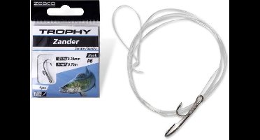Zebco Trophy Zander Hook-to-Nylon 70cm (8 pcs) Hook Silver - Maat : 1/0