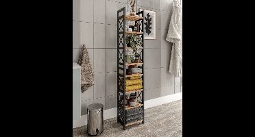 Skye Decor, Multifunctionele plank, Mini Flower 8, Hout, Zwart, 23 x 18 x 128 cm