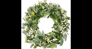 GELLDG Krans - Groenblijvende eucalyptus- en bessenkrans - Gemaakt van hoogwaardig PE-materiaal - Weerbestendige krans voor het hele jaar - Geschikt voor voordeur, tuin en buitendecoratie - 45 cm