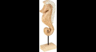 Zeepaarddecoratie met parels, maritieme tafeldecoratie, hout, 28 cm