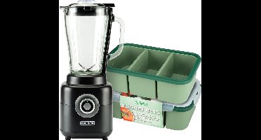Bourgini Power Blender en Frosti Bits – Smoothie Prep set – 2 Siliconen Meal Prep Bakjes en Power Blender 1.75L – Blender to go - 1000 Watt