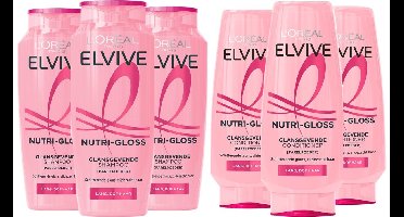 L'Oréal Elvive Nutri-Gloss – shampoo 3x 250 ml & Conditioner 3x 200 ml – Pakket