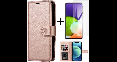 Hoesje Geschikt voor Samsung Galaxy A13 5G (Geen 4G)/Book case/Portemonnee Book case kaarthouder en magneetflipje/A13 5G hoesje kleur Rosé goud