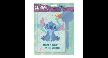 Disney Stitch dagboek met slotje – inclusief pen met pom-pom – 12 × 18 cm – 60 pagina’s