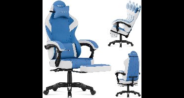 Huzaro Force 3.7 Gaming Stoel met Voetsteun - Ergonomische Gamestoel - Gaming Chair - Met Lendenkussen & Kantelfunctie - Blauw