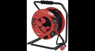 Kabelhaspel Emos H05 IP44 3x2,5qmm - 50 meter - 4 stopcontacten - Olie & Weersbestendig - Slijtvast - Rubber
