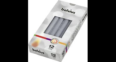 Bolsius Gotische Kaarsen Zilver 245/24 12 stuks - 1 pak - 12 zilveren kaarsen