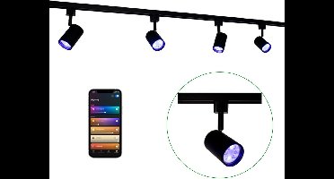 Smart Railsysteem 1-fase | HUE compatible | Zwart | 2 Meter | Incl. 4x smart GU10 spots