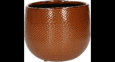 Mica Decorations Bloempot - okergeel - keramiek - 16 x 14 cm - plantenpotten