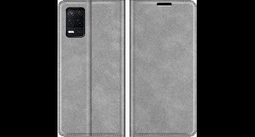 Just in Case hoesje geschikt voor Realme 8 5G - Hoesje met Pasjeshouder - Luxe Book Case - Grijs