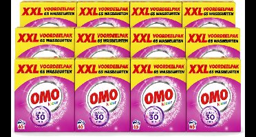 12 x Omo - Waspoeder - Kleur - Stralend schoon - Ook in 30 min - 5 kg - 65 Wasbeurten - Voordeelverpakking - 12 stuks