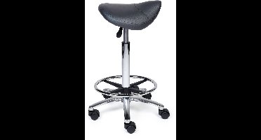 Ergonomische Zadelkruk XS Compact Grijs op Wielen Lage uitvoering (45-58cm) / Zonder voetensteun / Voetdoppen