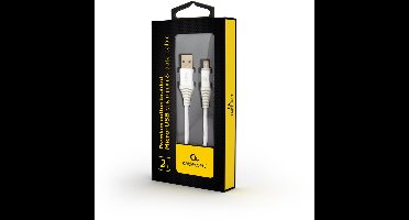 Premium micro-USB laad- & datakabel 'katoen', 2 m, zilver/wit