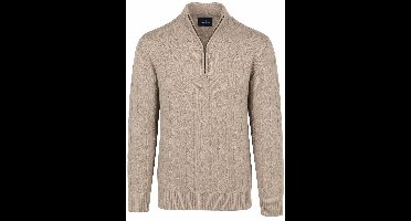 Steppin' Out Lau Pull Merino Half Zip Cable Beige - Maat XXL - Heren - Quarter zip