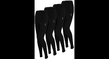 Thermolegging - Dames - Baselayer - Zwart - Maat S t/m XL - Thermokleding - Thermobroek - Wintersport - 4-Pack