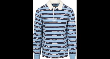 Steppin' Out Rugby Polo Streep Blauw - Maat M - Heren - Longsleeve polo