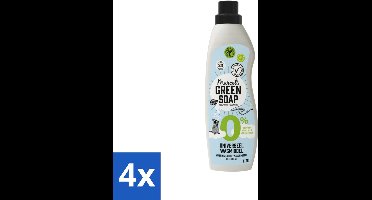 4 x Marcel’s Green Soap – Wasmiddel – Universeel - 0% – Zonder parfum en kleurstof – 1 liter - Wasmiddel 0% Parfum - Gevoelige Huid - Milde Wasmiddel - Duurzame Wasmiddel - Geen Kleurstoffen