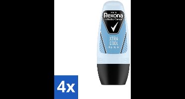 4 x Rexona Men - Fresh Xtra Cool - Deo Roll-on - Anti-Perspirant - 50 ml - Deodorant Voor Mannen - Zweet En Geur Bescherming - 48 Uur Bescherming - Verfrissende Geur - Citrus En Munt