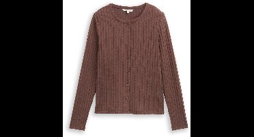 Tom Tailor Denim - Slim fit shirt met lange mouwen en decoratieve knoopsluiting - Maat XS - soft chocolate brown