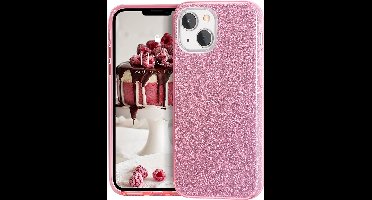 Hoesje Geschikt voor iPhone 13 Pro Hoesje Glitters Siliconen - Glitter Hoesje Geschikt voor iPhone 13 Pro hoesje TPU Case Roze - Cover