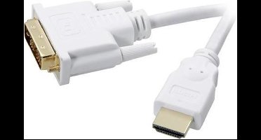 SpeaKa Professional SP-7870336 DVI-kabel DVI / HDMI Adapterkabel DVI-D 18+1-polige stekker, HDMI-A-stekker 2.00 m Wit V