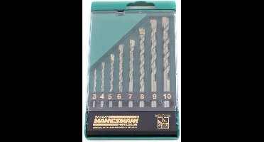 Mannesmann Borenset - 8-delig - Kunststof cassette/koffer met zichtvenster - Groen