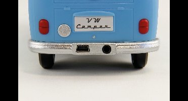 BRISA VW Collection - Volkswagen T1 Bulli Bus draagbare, draagbare Bluetooth-luidspreker, draadloos, mini-USB-C, 3,5 mm AUX-ingang (schaal: 1:20 I rood/blauw/wit)