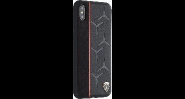 Oranje hoesje van Lamborghini - Backcover - Alcantara - iPhone Xs Max - Genuine Leather - Echt leer